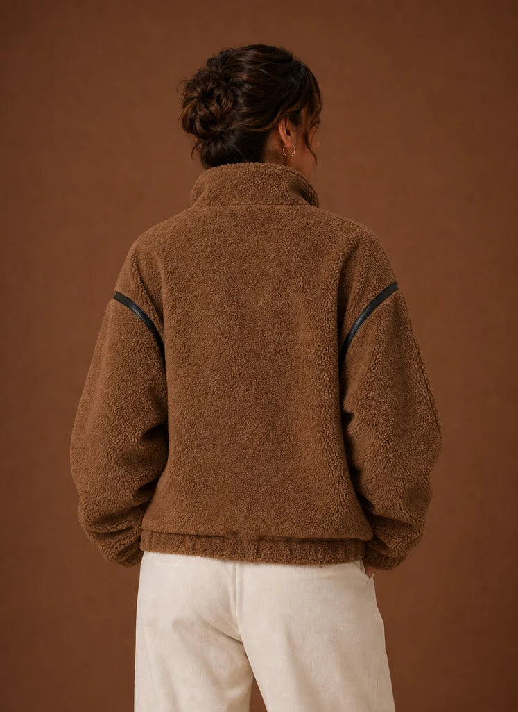 Women’s Sherpa Jacket - Zip-Up Fleece Coat