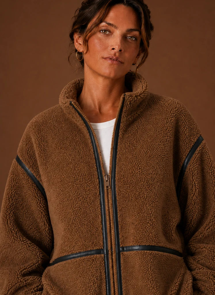 Women’s Sherpa Jacket - Zip-Up Fleece Coat