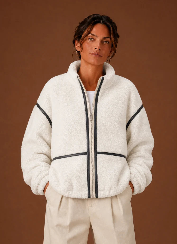 Women’s Sherpa Jacket - Zip-Up Fleece Coat
