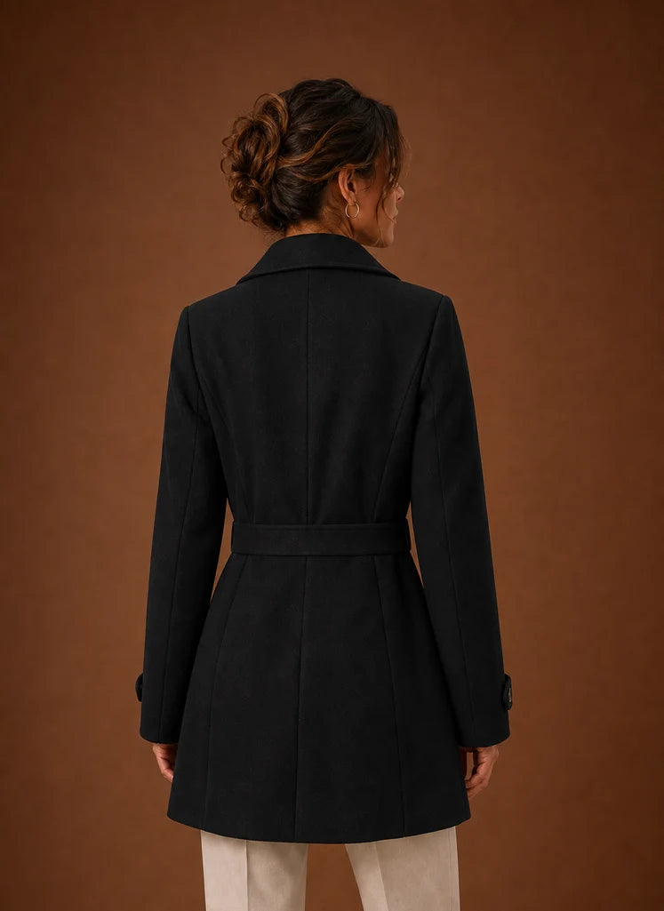 Women's Trench Coat - Mid-Length Button Front Jacket