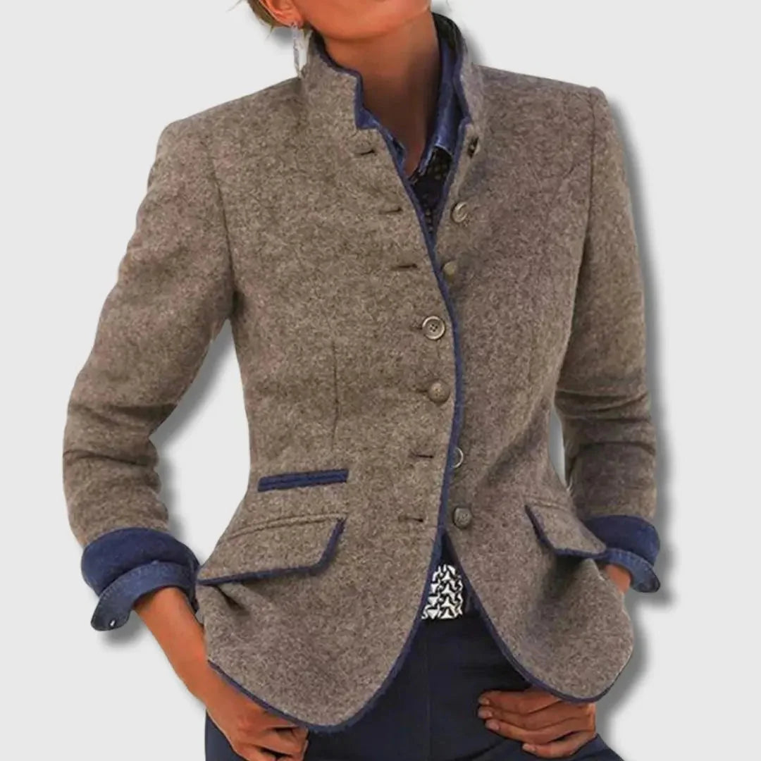 Zara | Wool Blazer with Contrast Trim for Women