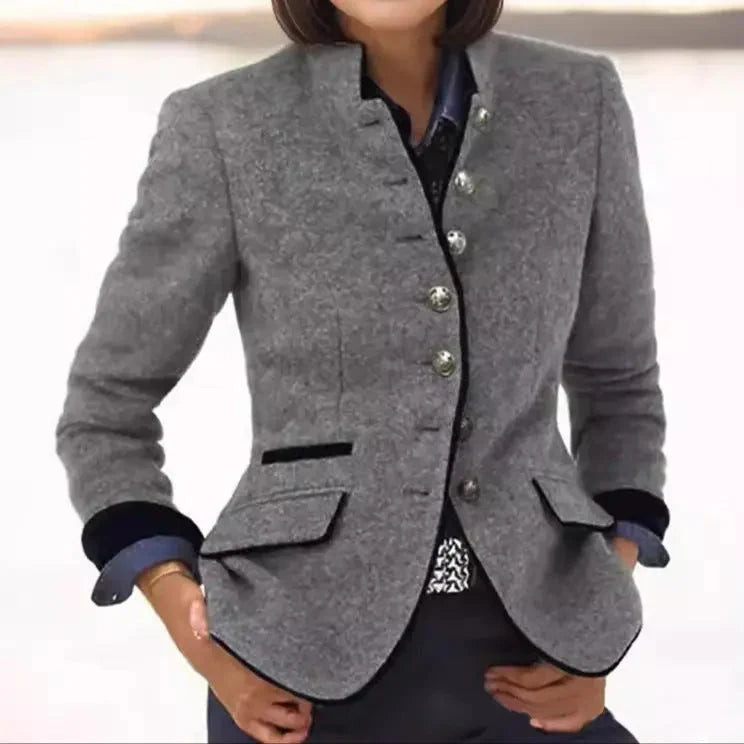 Zara | Wool Blazer with Contrast Trim for Women