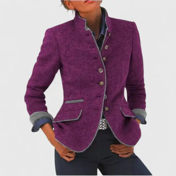 Zara | Wool Blazer with Contrast Trim for Women