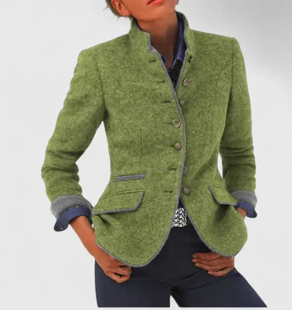 Zara | Wool Blazer with Contrast Trim for Women