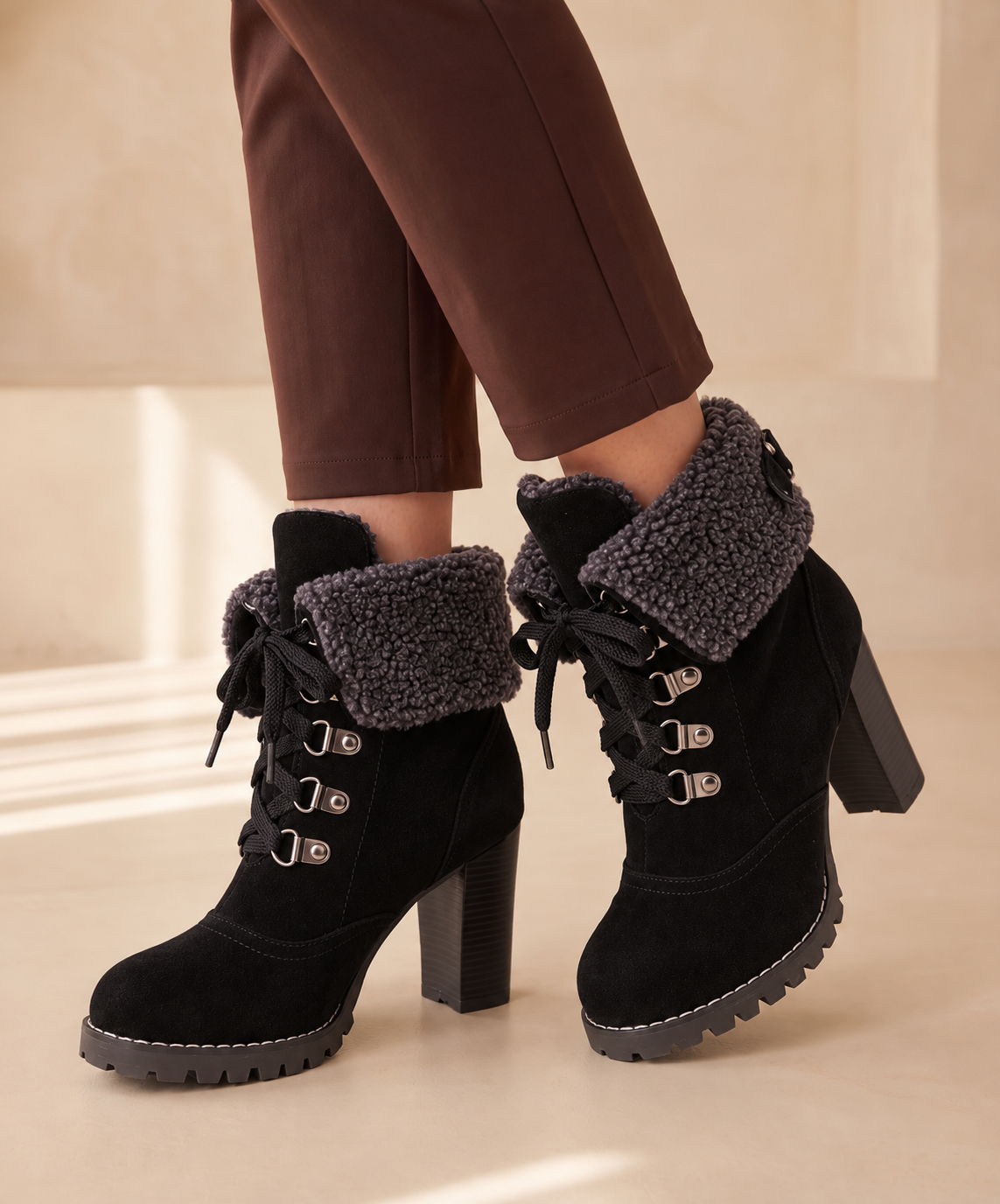 Ingram | Fur-Trimmed Lace-Up Winter Boots
