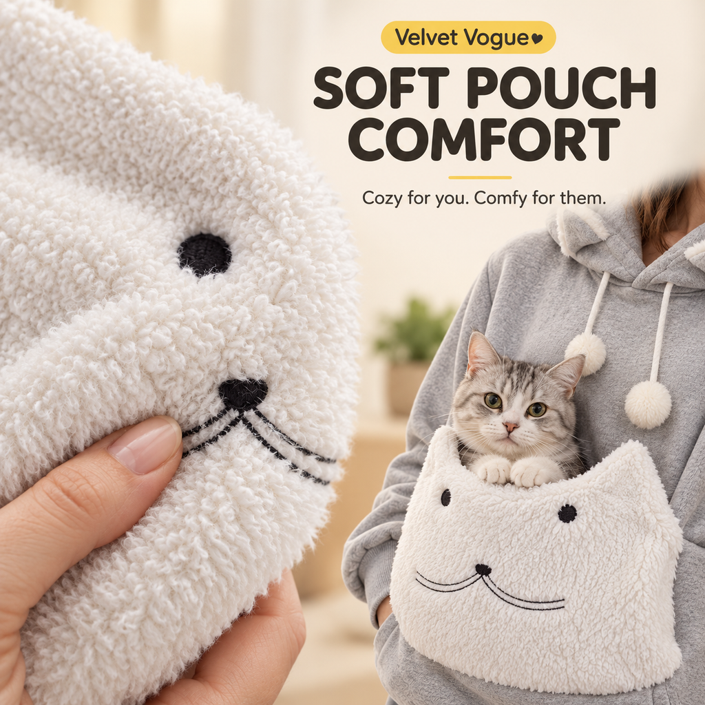 Pet Carrier Sherpa Hoodie for Small Dogs & Cats – Cozy Front Pouch Sweatshirt for Walks, Errands & Home Cuddles – Keeps Pets Warm & Close