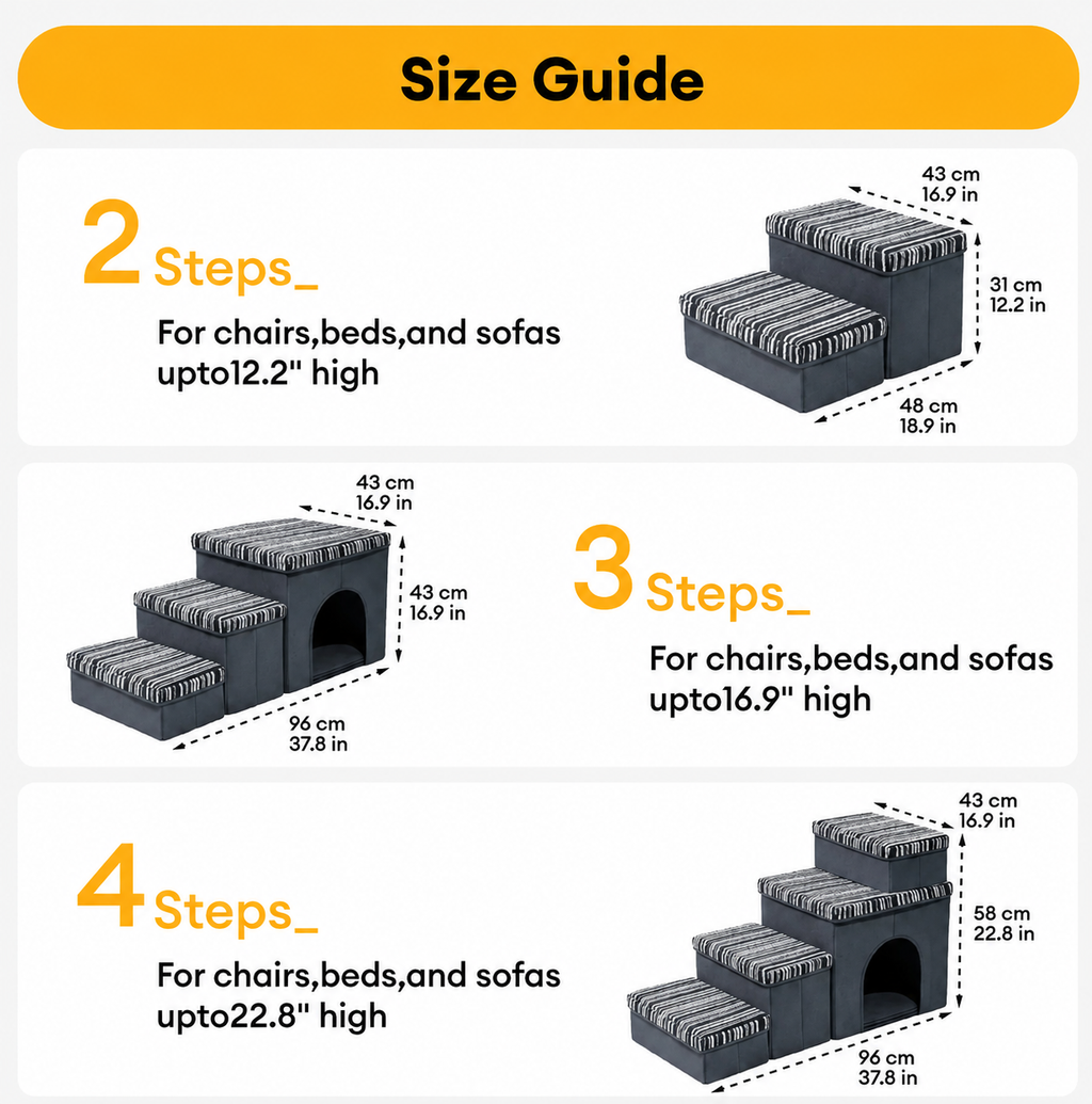 SnugNest | Dog Stairs for Bed with Hidden Storage | Stylish & Durable Accessory for Easy Pet Access
