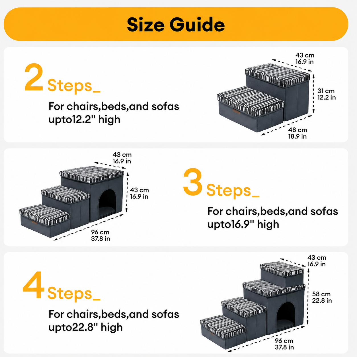 SnugNest | Dog Stairs for Bed with Hidden Storage | Stylish & Durable Accessory for Easy Pet Access