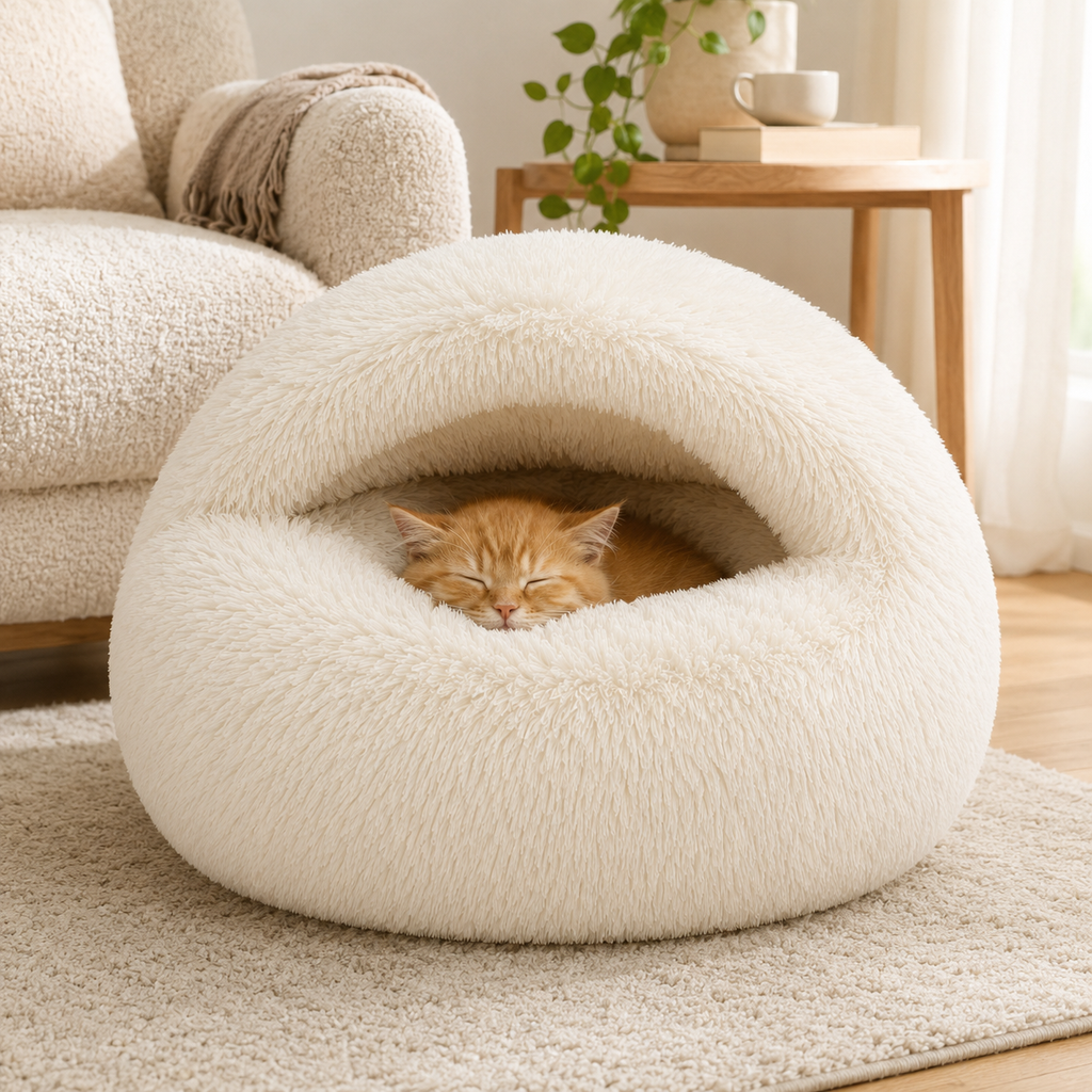Plush Cat Cave Bed