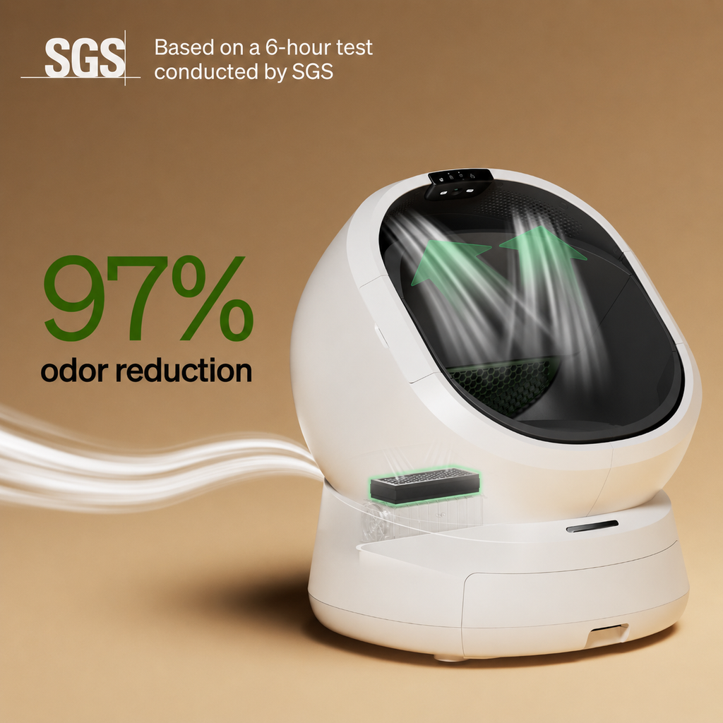 Smart Cat Automatic Self-Cleaning Litter Box with AI Waste Analysis | Odor Control & Multi-Cat Tracking for Health Monitoring