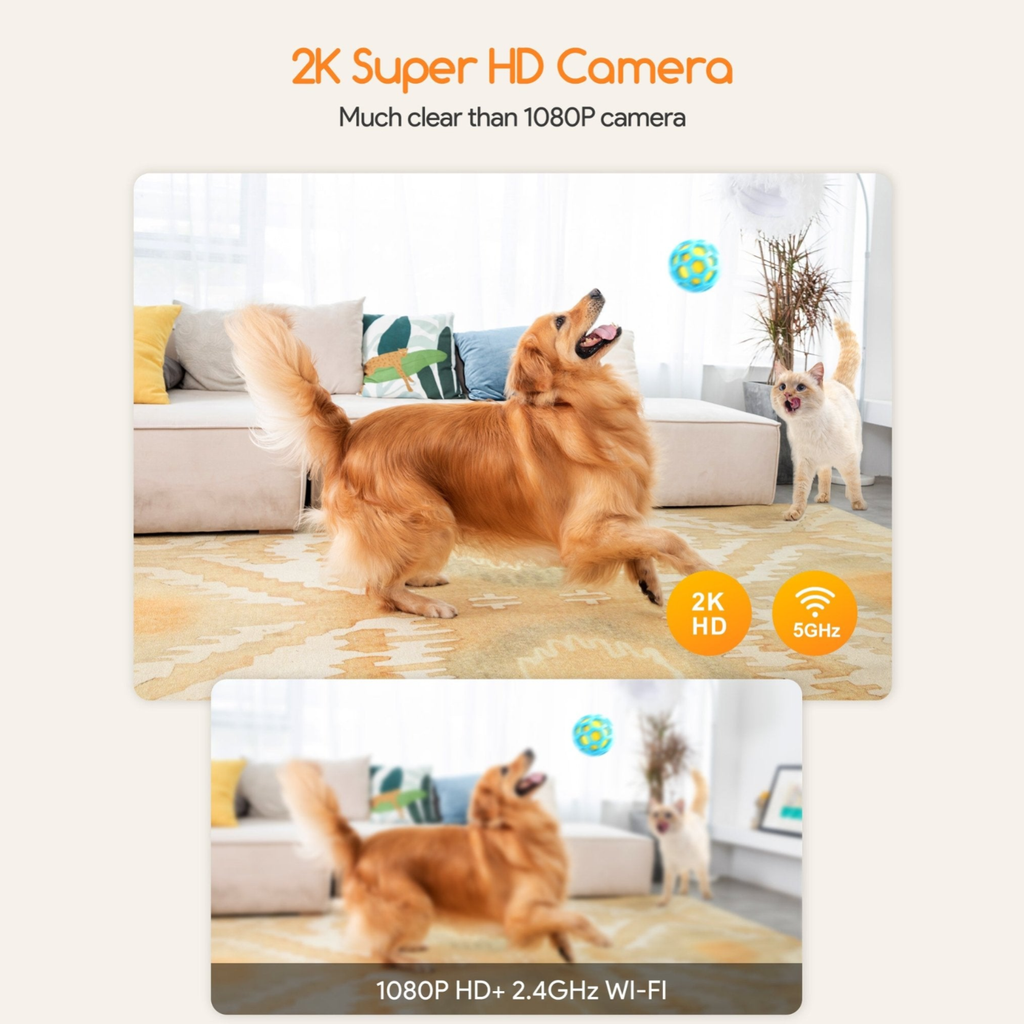 Dog Treat Dispenser with 2K Camera