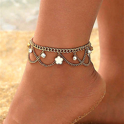 Aurelia Clover Layered Chain Anklet