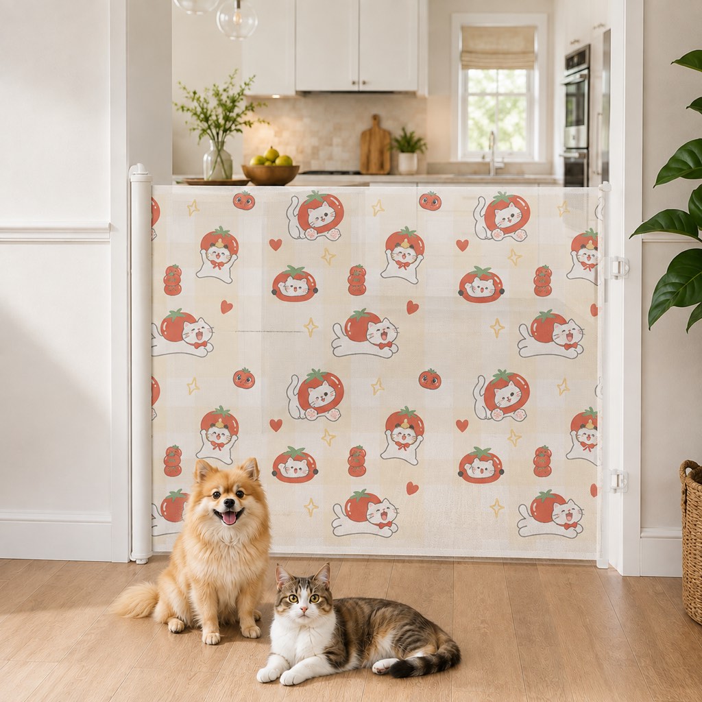 No-Drill Retractable Pet Gate for Doorways, Kitchens & Stairs - Keep Cats and Dogs Safely Out of Off-Limit Areas