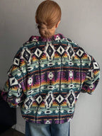 Aztec Print Oversized Teddy Zip-Up Jacket