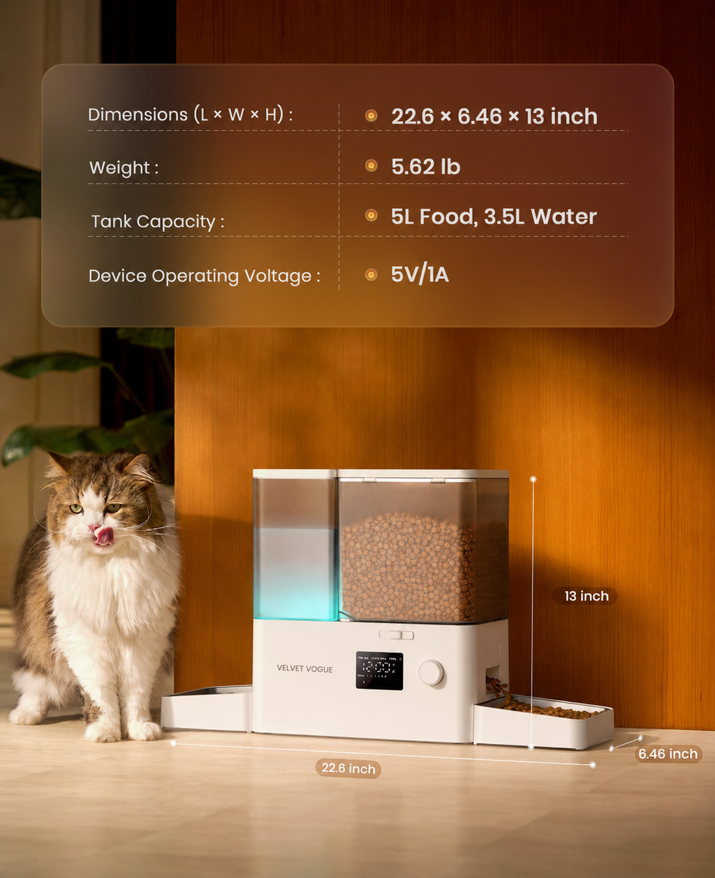 Oneisall 2-in-1 Automatic Cat Feeder and Water Dispenser
