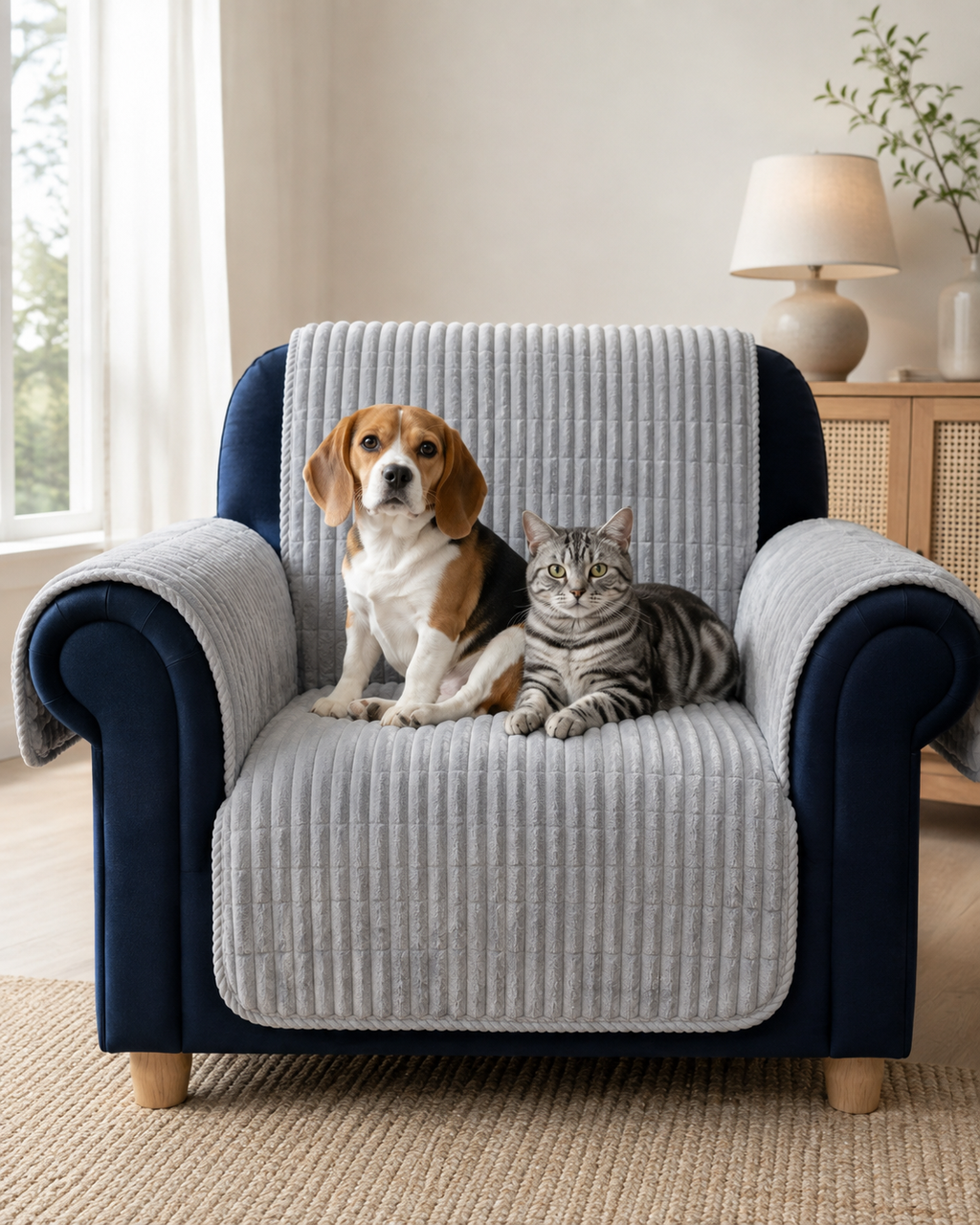 Waterproof One-Piece Cozy Flannel Sofa Protection Non-Slip Recliner Couch Covers