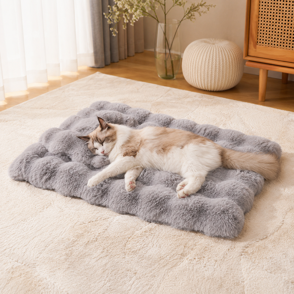 Ultra Soft Faux Fur Pet Mat for Cats & Dogs