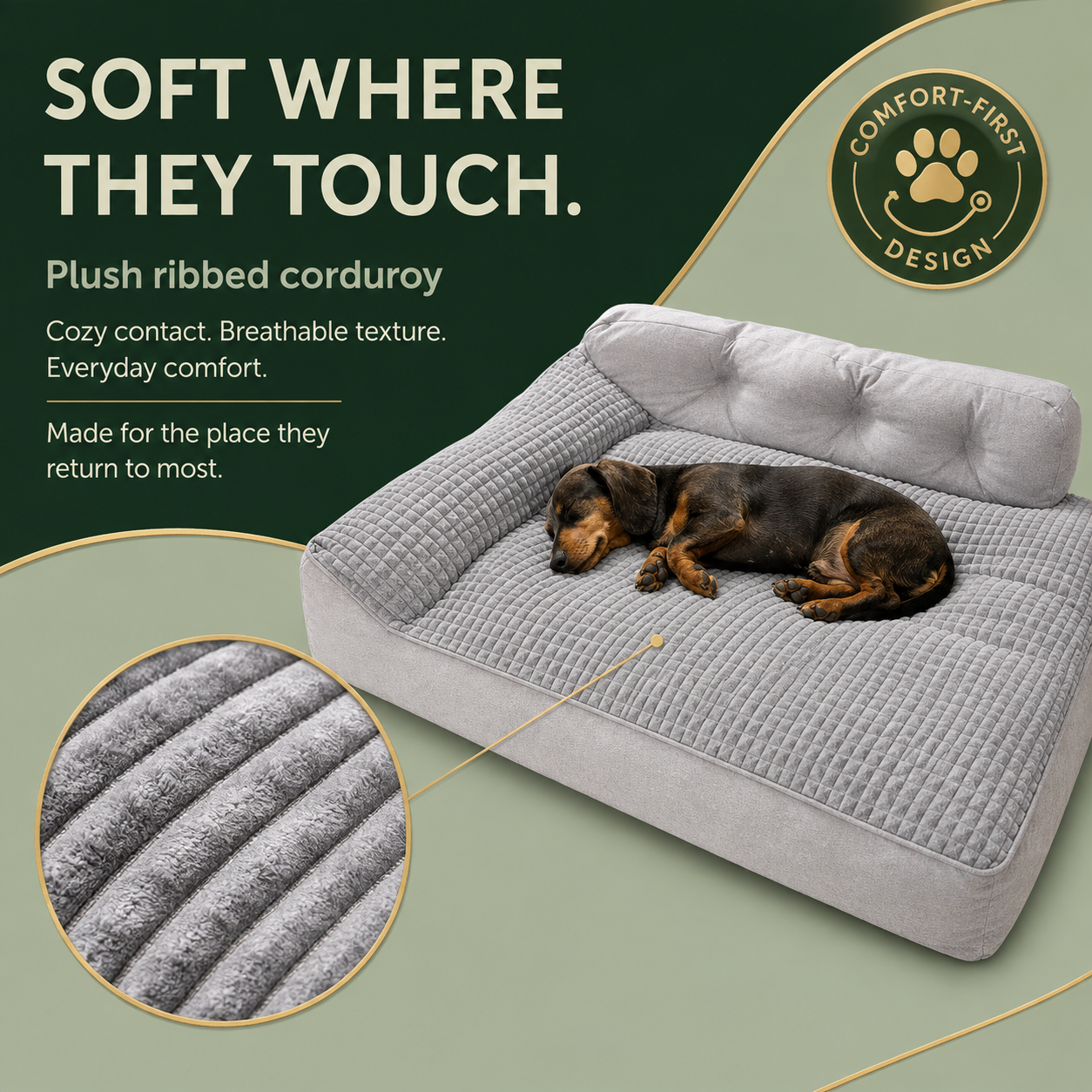 Comfort Haven | Large Orthopedic Dog Bed with Thickened Support | Cozy Design for Ultimate Comfort