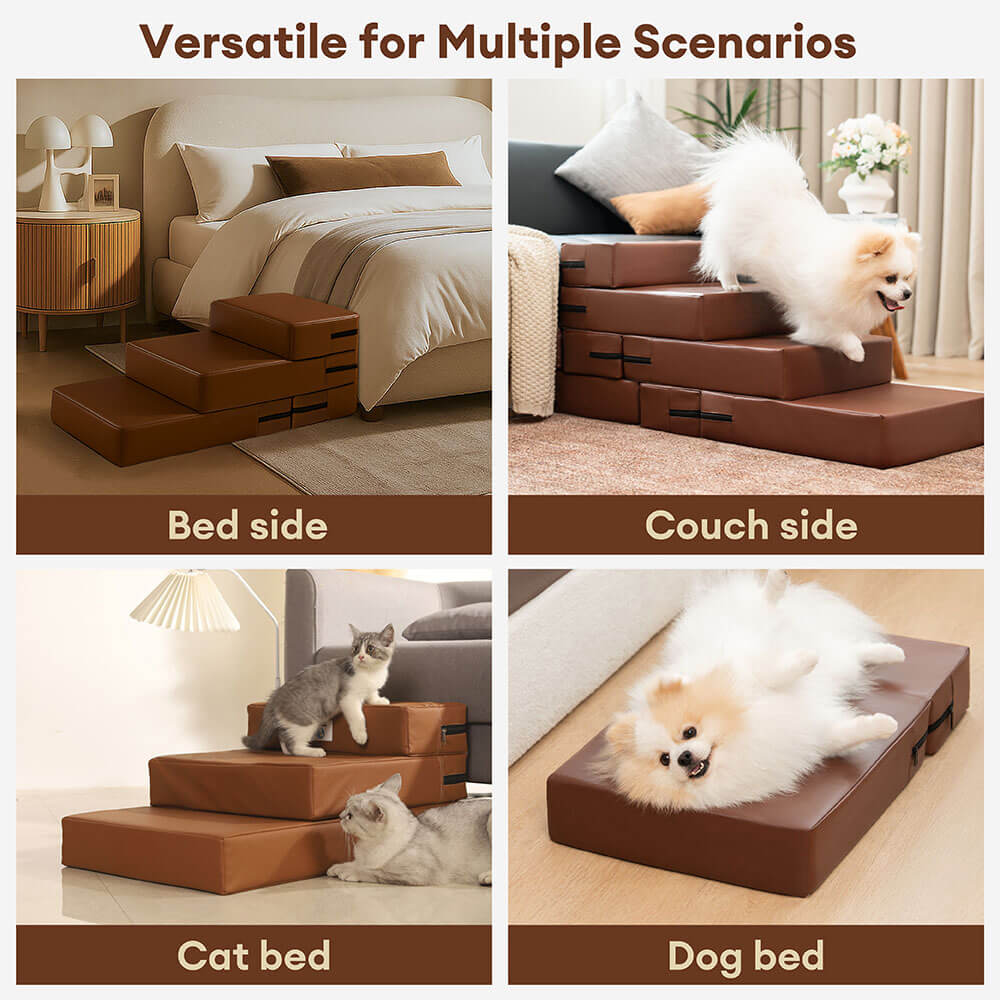 Modular Pet Stairs – Waterproof Faux Leather Steps That Convert to a Bed - view 4
