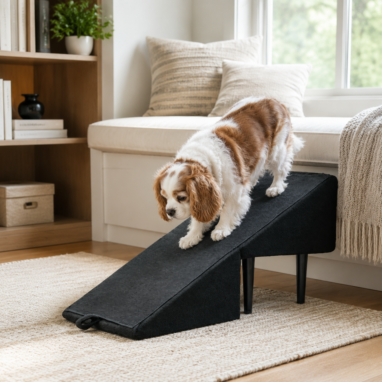 2-in-1 Dog Ramp for Couch & Bed – Non-Slip Convertible Pet Step Stool for Small & Senior Dogs