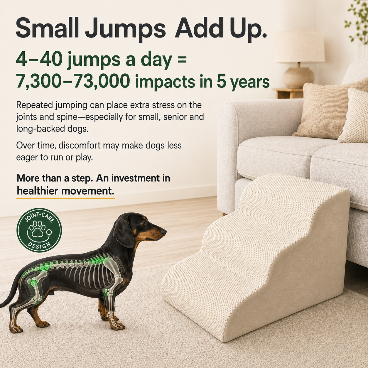 Comfort Steps | Dog Stairs for Bed with Non-Slip Design | Soft Foam for Easy Access