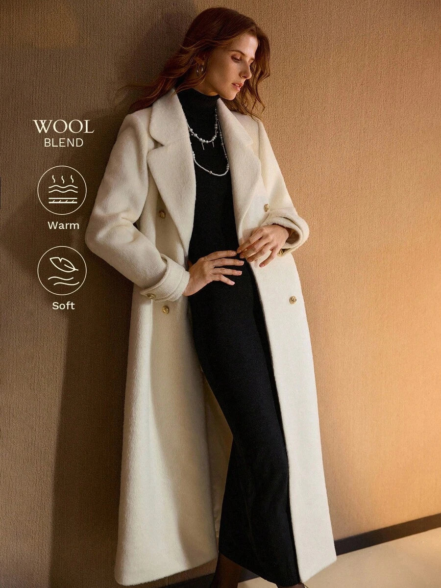 Belted Longline Coat with Buttoned Cuff Tabs