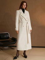Belted Longline Coat with Buttoned Cuff Tabs