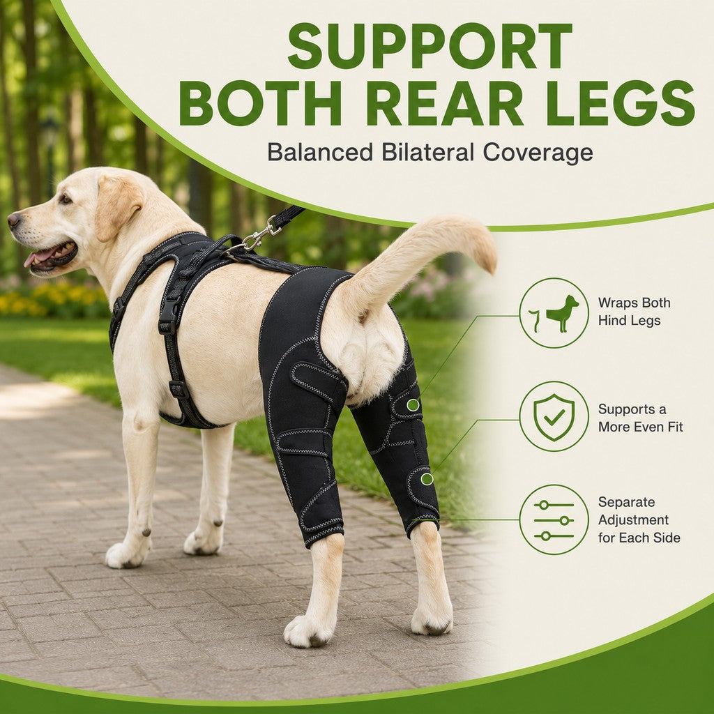 Dual Rear Leg Dog Support Brace with Harness - Walking Stability for Weak Hind Legs
