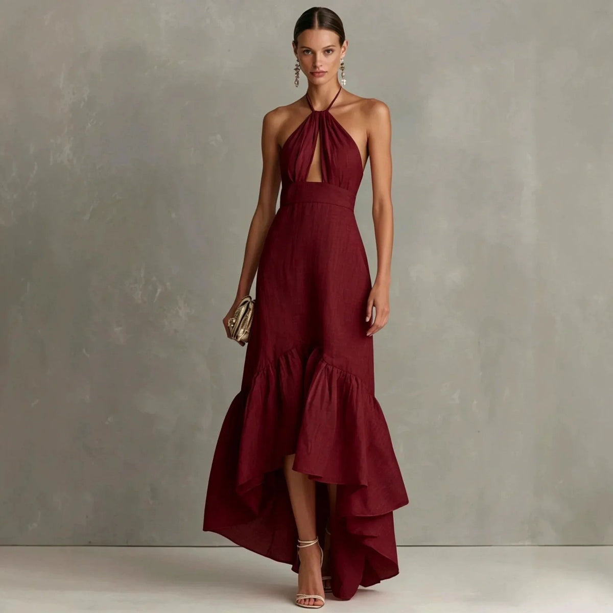 Black Halter Neck Maxi Dress