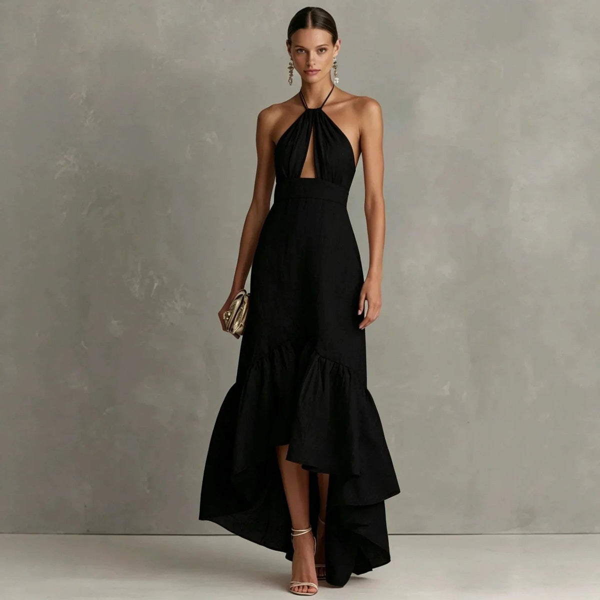 Black Halter Neck Maxi Dress