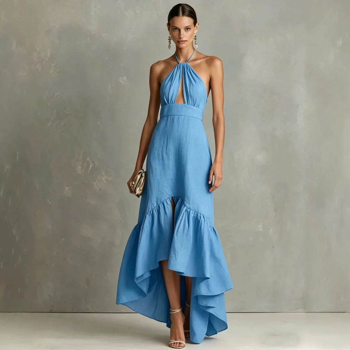 Black Halter Neck Maxi Dress