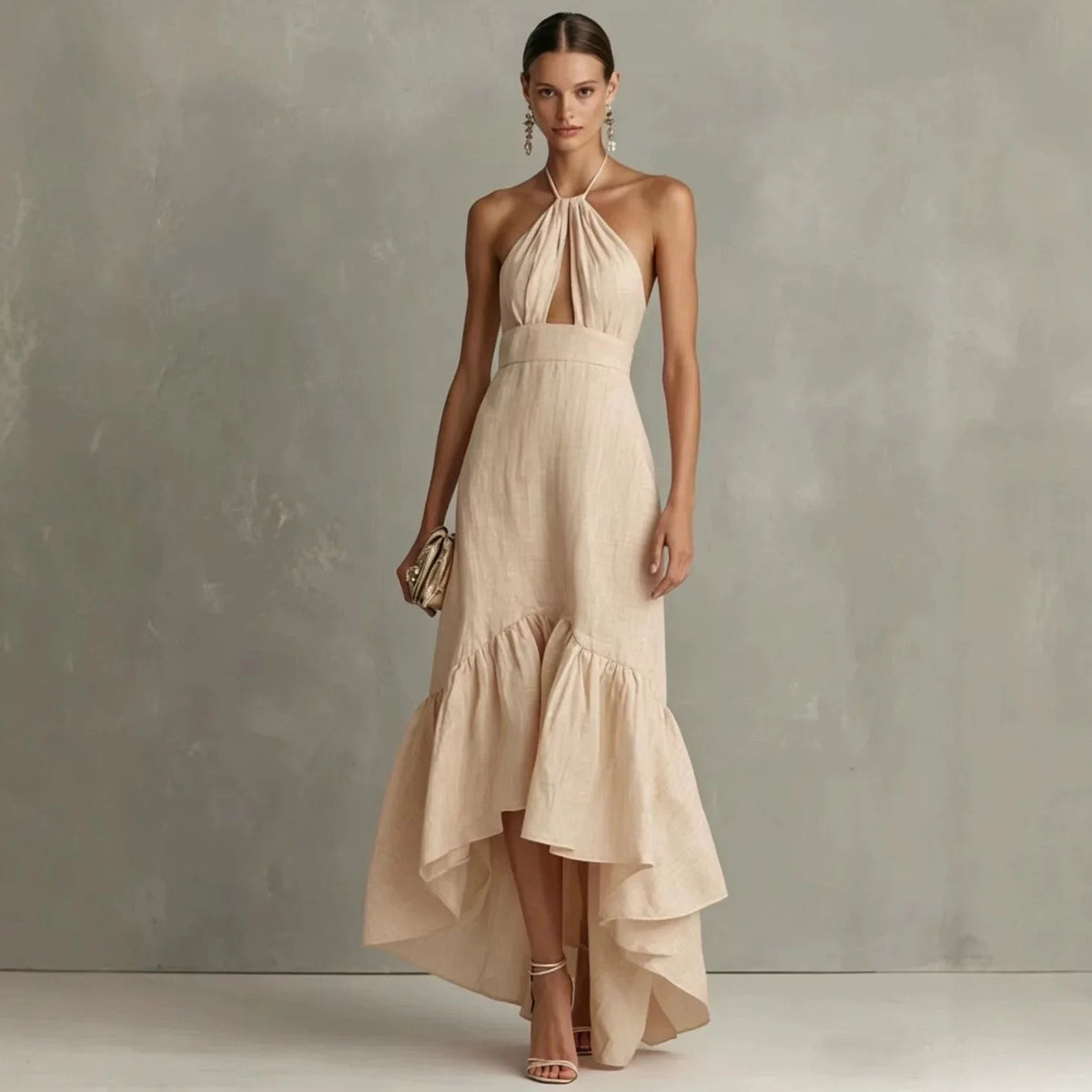 Black Halter Neck Maxi Dress