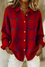 Blurred Check Button-Front Shirt Cardigan