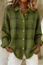 Blurred Check Button-Front Shirt Cardigan