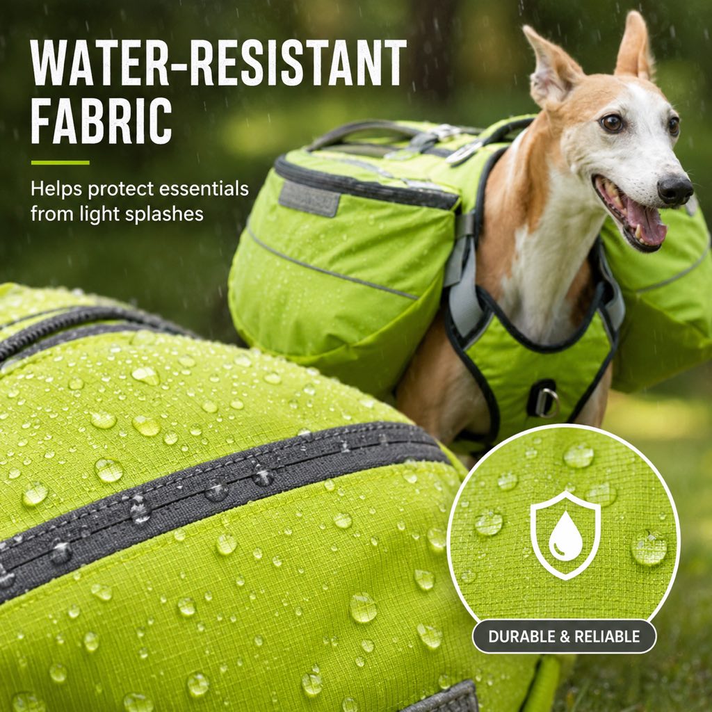 Dog Saddlebag Backpack Harness for Hiking & Camping - Hands-Free Storage for Water, Treats & Trail Essentials