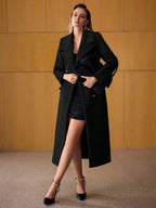 Brushed Gold Button Ankle Length Overcoat