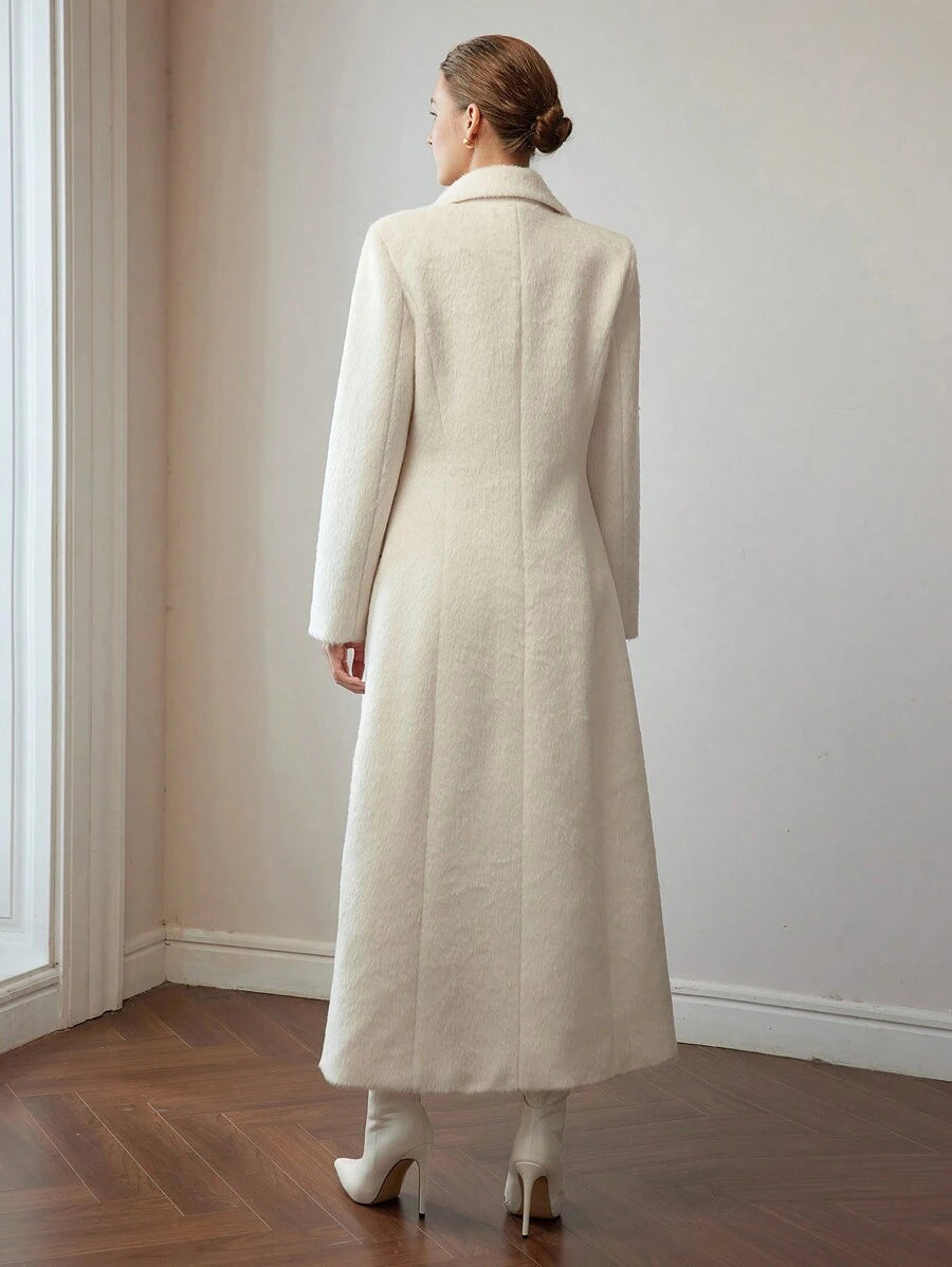 Brushed Gold Button Ankle Length Overcoat