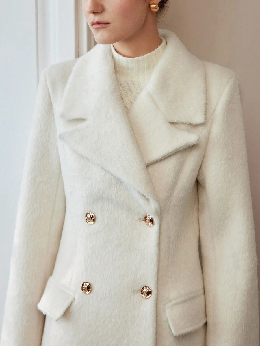 Brushed Gold Button Ankle Length Overcoat