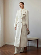 Brushed Gold Button Ankle Length Overcoat
