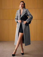 Brushed Gold Button Ankle Length Overcoat