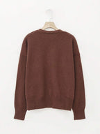 Brushed Knit Deep V-Neck Button Cardigan