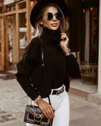 Button-Cuff Ribbed Turtleneck Sweater