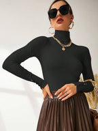 Buttoned Cuff Turtleneck Jumper