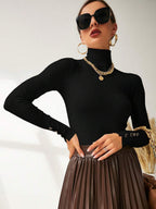 Buttoned Cuff Turtleneck Jumper