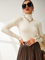 Buttoned Cuff Turtleneck Jumper
