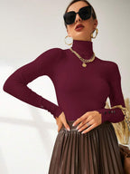 Buttoned Cuff Turtleneck Jumper