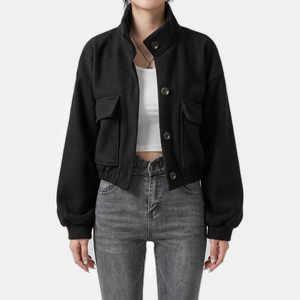 Ottoline Cropped Stand Collar Bomber Jacket - image 2