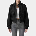 Ottoline Cropped Stand Collar Bomber Jacket - image 2