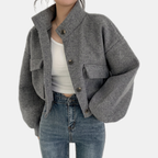 Ottoline Cropped Stand Collar Bomber Jacket - image 3