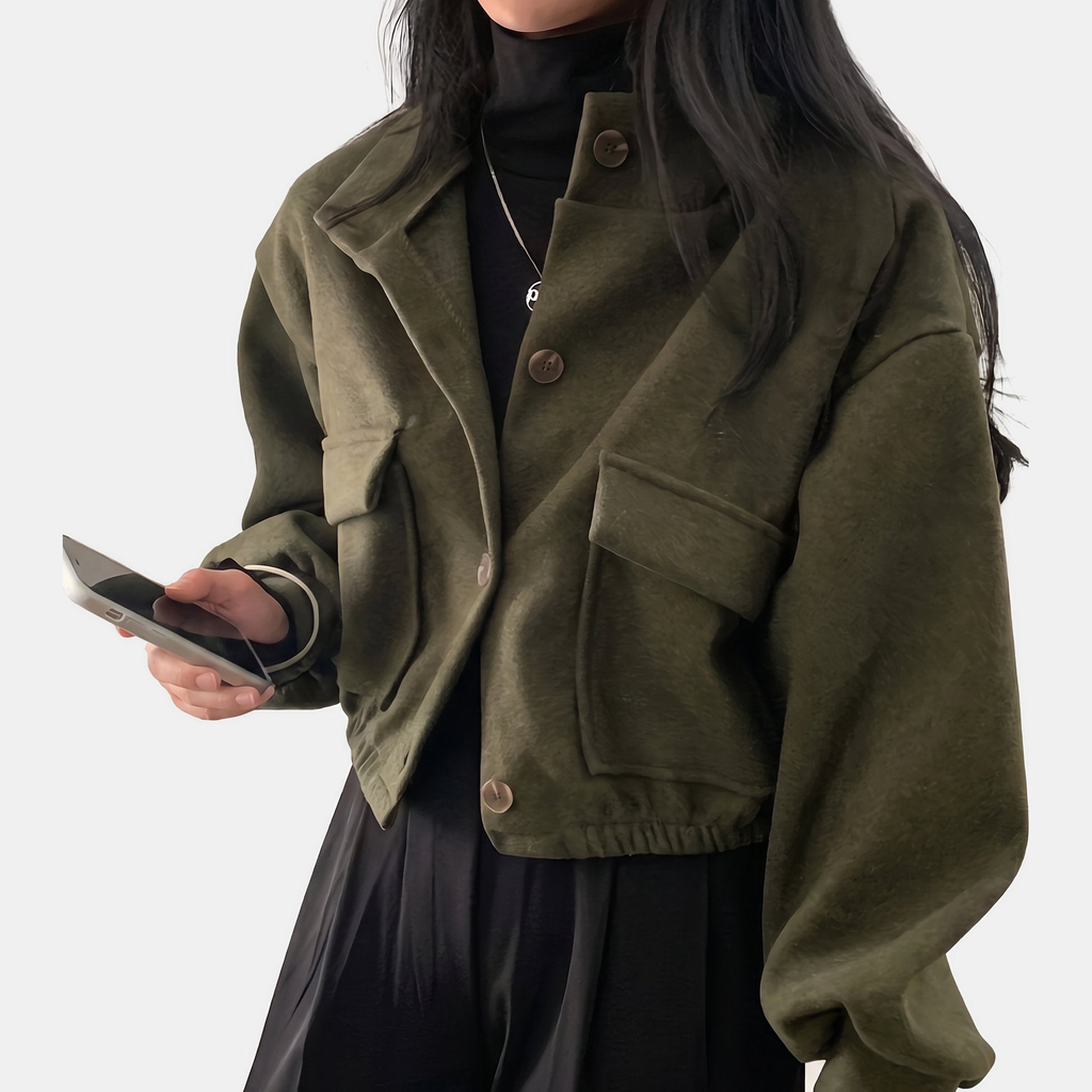 Ottoline Cropped Stand Collar Bomber Jacket - image 4